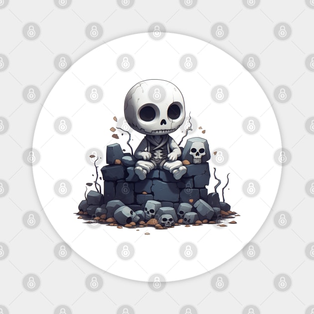 Cute preppy skeleton sitting on the wall Magnet by MilkyBerry